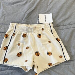 Mini Rodini White Shorts with Orange Ladybugs